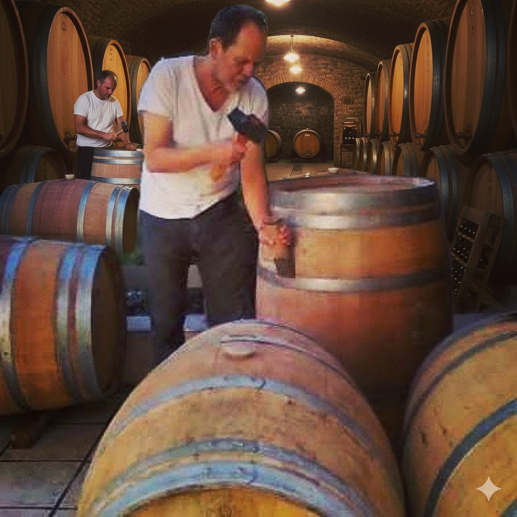 שלושה כלי יישון ותסיסה: נירוסטה, חבית עץ, אמפורה